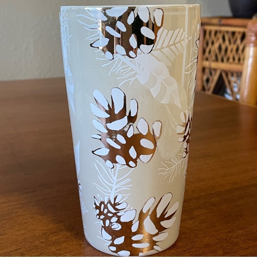 Starbucks 2020 Holiday Pinecone Ceramic Tumbler with Leaf Design 12 oz. - Picture 4 of 11